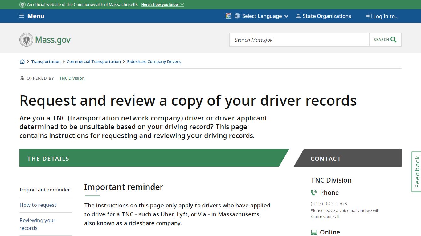 Request and review a copy of your driver records | Mass.gov